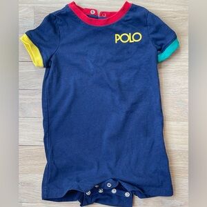 Polo By Ralph Lauren Color Block Short Sleeve Romper
